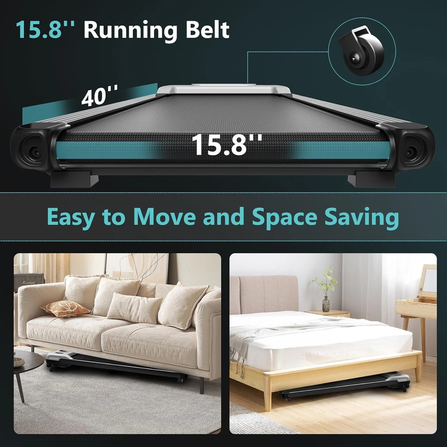 2.5 HP Portable Treadmill with Inclined Walking Pad, Panel and Remote, 4-in-1 Walking Treadmill, 265 lb Capacity