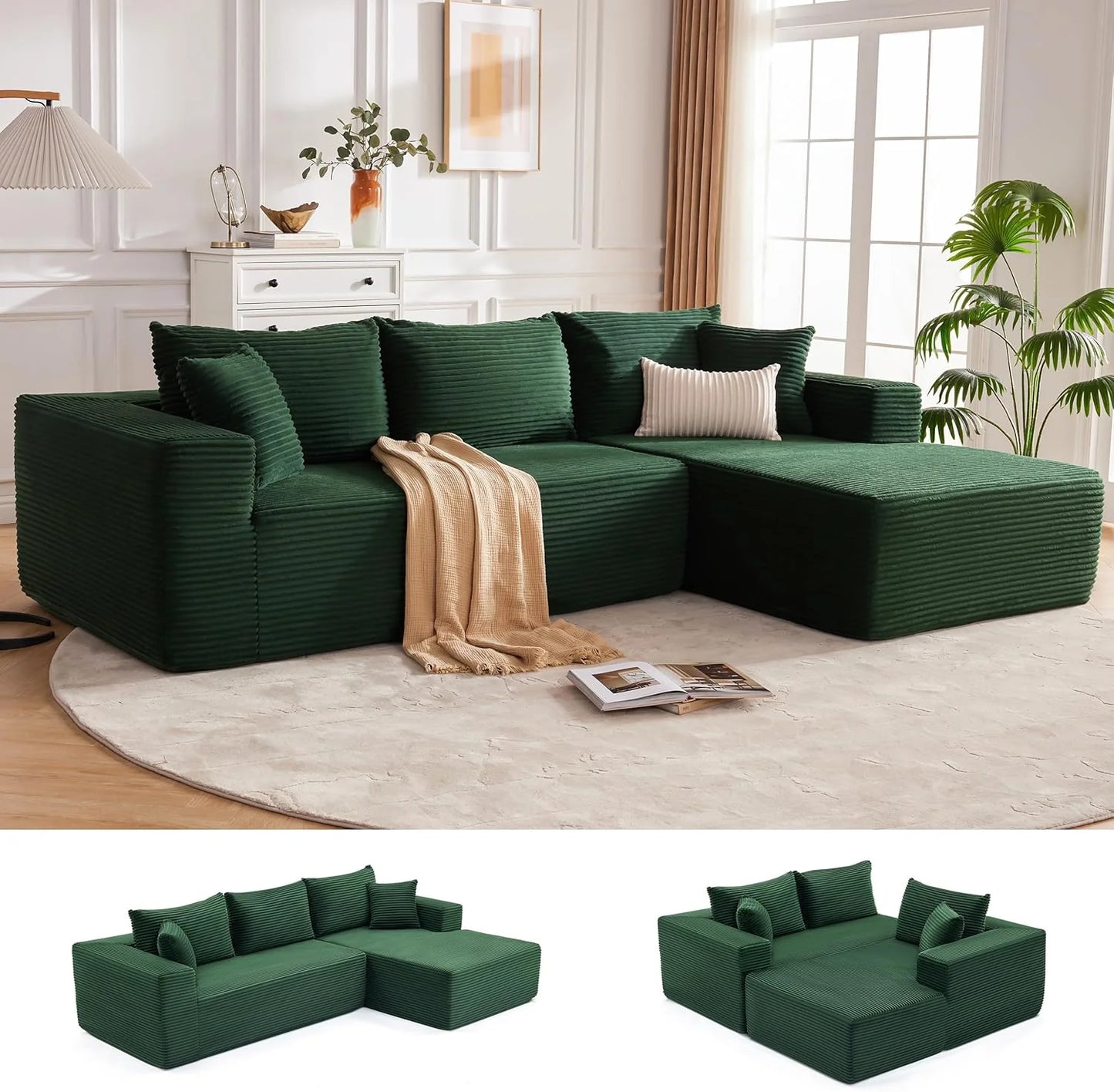 110-inch cloud sofa, boneless sofa in the living room, modular sofa with deep seats