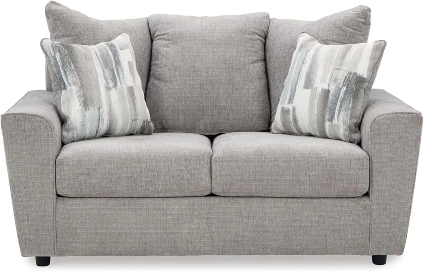 Casual Loveseat with Flared Arms Gray Upholstered Sofa for Living Room