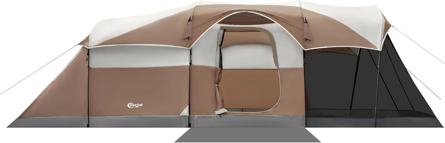 PORTAL 6/8/10 Person Family Camping Tent with Screen Room, Water Resistant Big Tunnel Tent with Rainfly, Large Family Tent for Outdoor Camping, Party