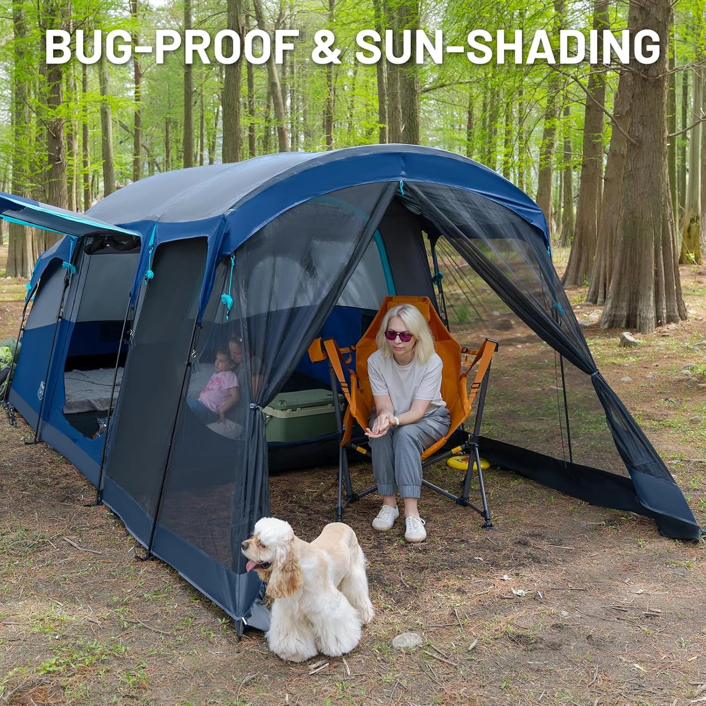 TIMBER RIDGE 8 Person Family Camping Tent with Screen Room, Double Layer Waterproof Weather Resistant Big Tunnel Tent with Rainfly Carry Bag, Large Family Tent for Outdoor Party 20ft x 8ft x 76in