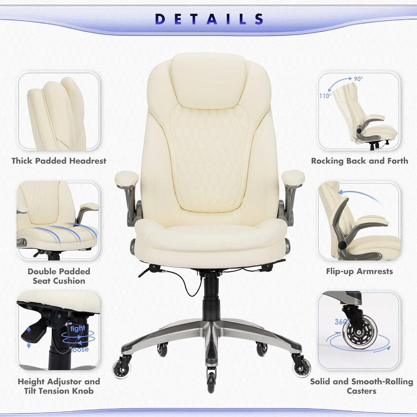 Executive Office Chair Computer Desk Chair Swivel Home Office Chair Upgraded Casters