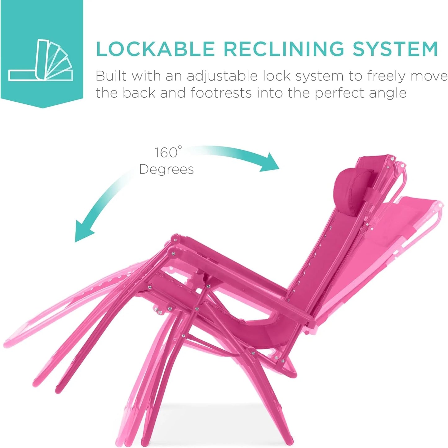 Best Choice Products Folding Zero Gravity Outdoor Recliner Patio Lounge Chair w/Adjustable Canopy Shade, Headrest, Side Accessory Tray, Textilene Mesh - Peacock Blue