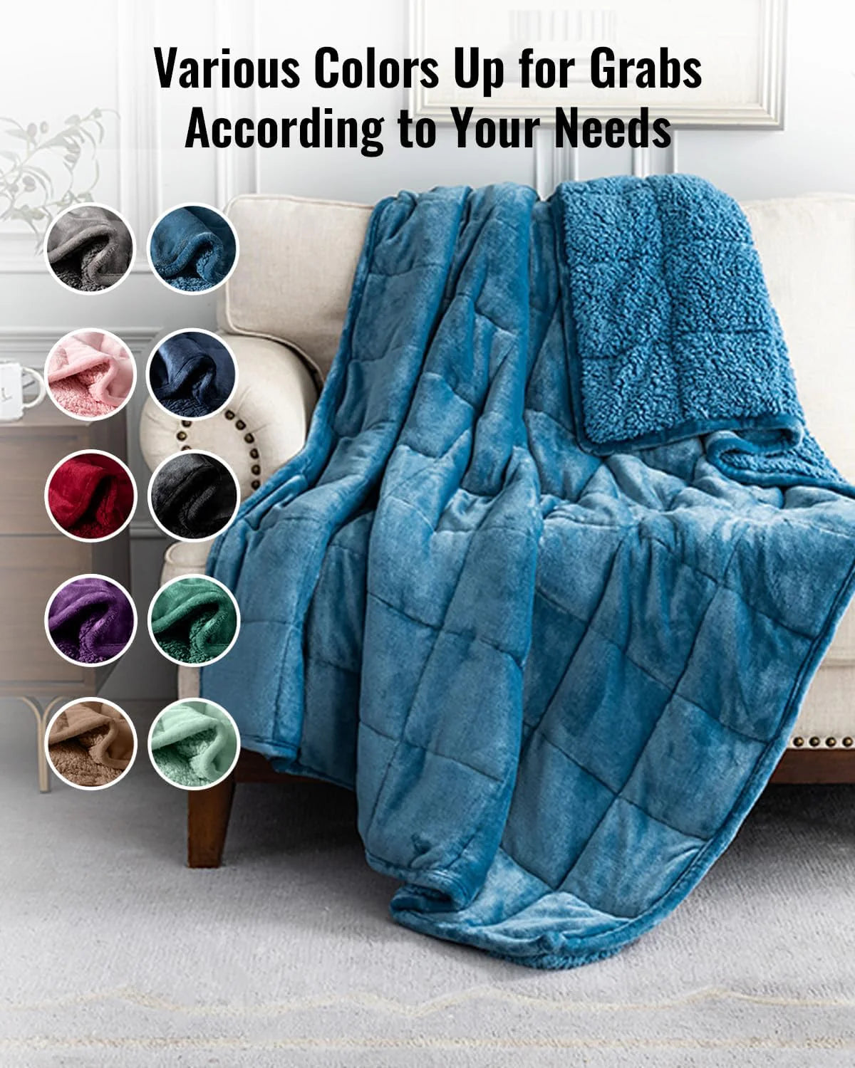 Weighted Blanket Queen Size 15lbs 60x80 inches with Soft Plush Fleece