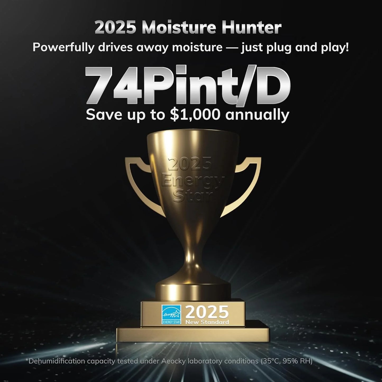 4500 Sq.Ft Most Efficient Energy Star 2025 Dehumidifier,AEOCKY Max 80 Pint/D(Standard 56Pint/D) Smart Compressor Dehumidifier with Drain Hose, Intelligent Humidistat,for Basement,Bedroom,Home,Bathroom