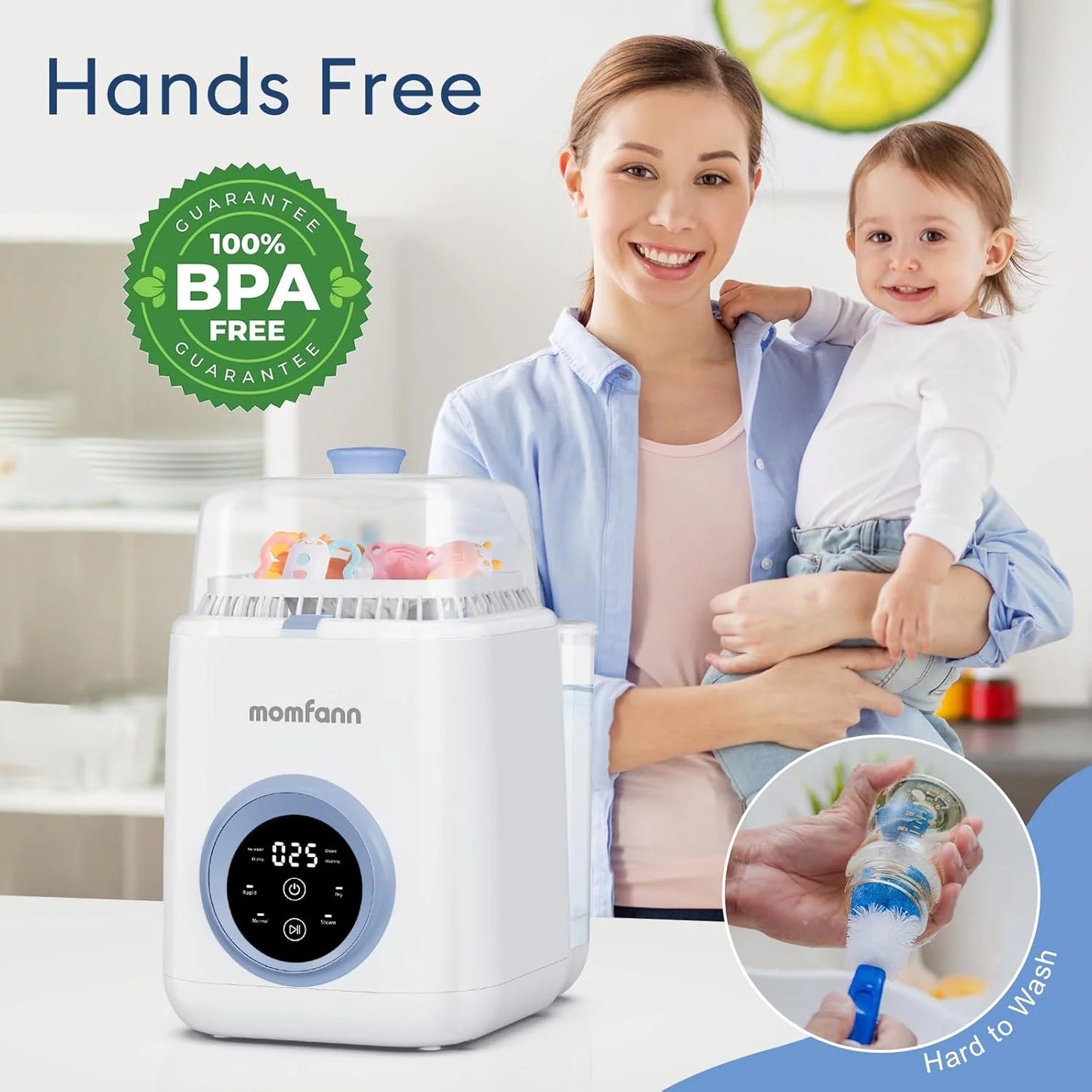 Baby Bottle Washer-19 Min Rapid Wash, Sterilizer and Dryer, All-in-One Cleaner, Bottles, Pump Parts & Baby Essentials
