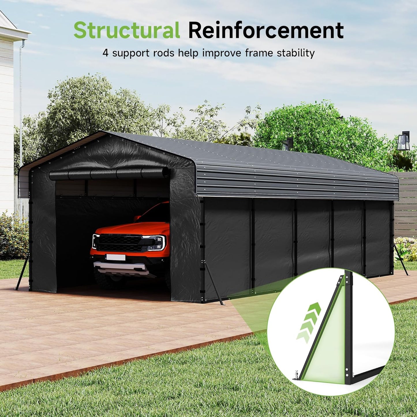 10'x15' Heavy Duty Metal Carport, Outdoor Garage Car Shelter Shade with Heavier Frame