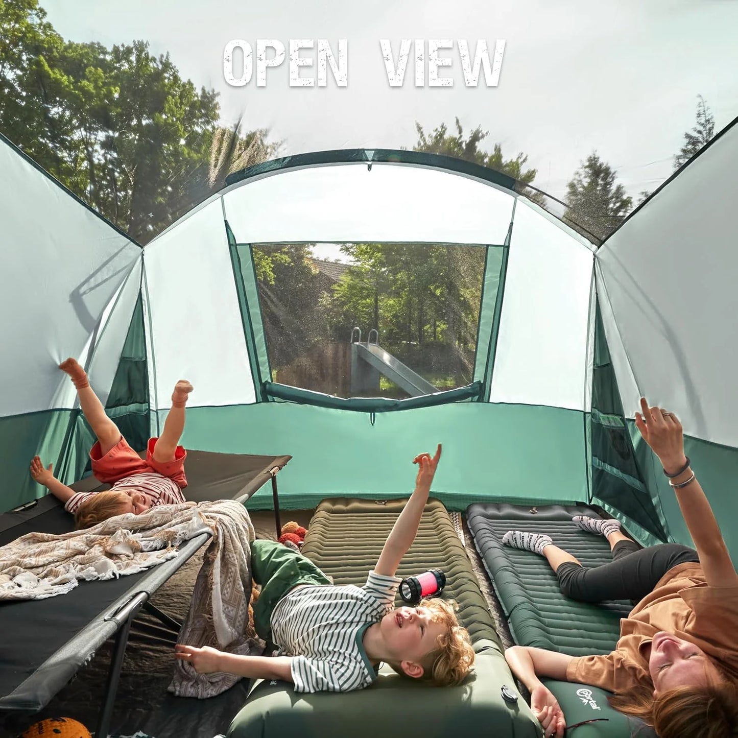 PORTAL 6/8/10 Person Family Camping Tent with Screen Room, Water Resistant Big Tunnel Tent with Rainfly, Large Family Tent for Outdoor Camping, Party