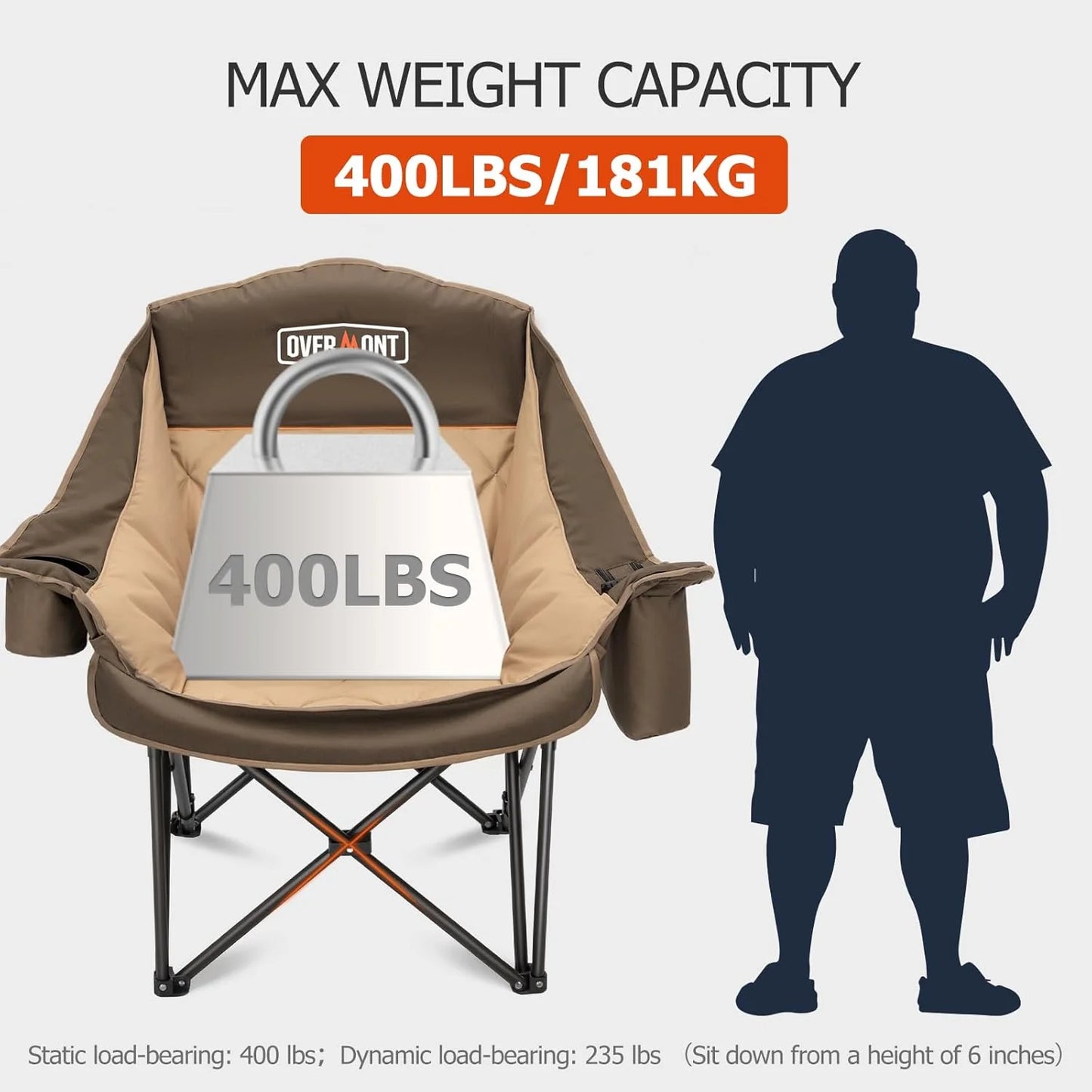 Extra Large Double Camping Chair - 2 Person Comfortable Sofa Chair Adult Loveseat - Heavy Duty Lawn Chair