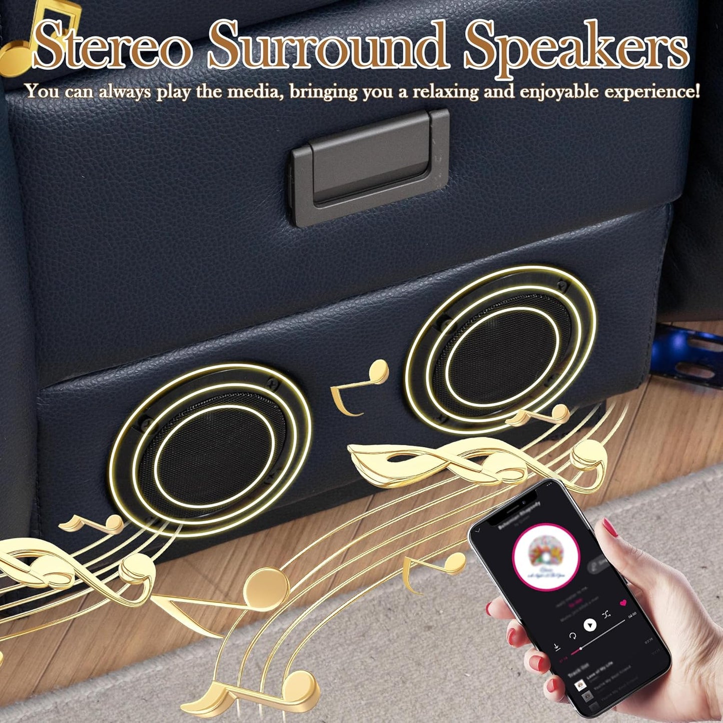 TUNYI Power Loveseat Recliner Sofa with Massage & Heat Home Theater Seating with Console Electric Recliner RV Sofa with USB/Outlet/Storage/Side Pocket/LED Light/Speaker (Brown, Loveseat)