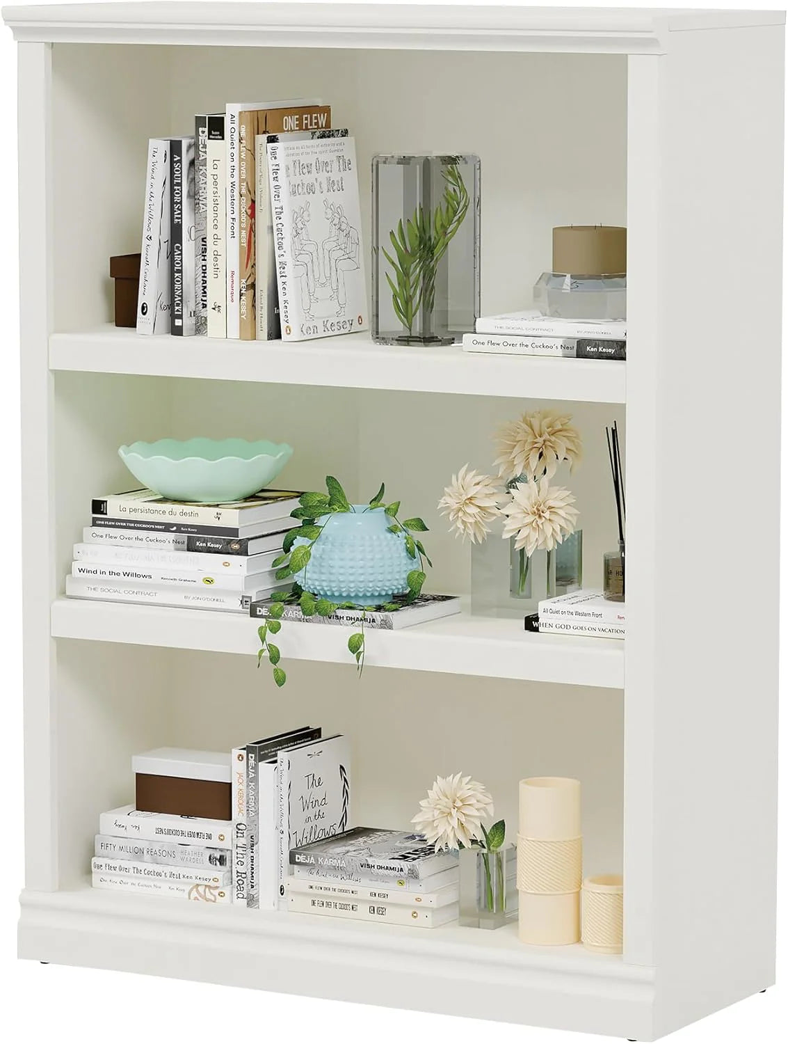 70-Inch Tall White Bookcase 5 Tiers Shelves Open Storage Bookshelf