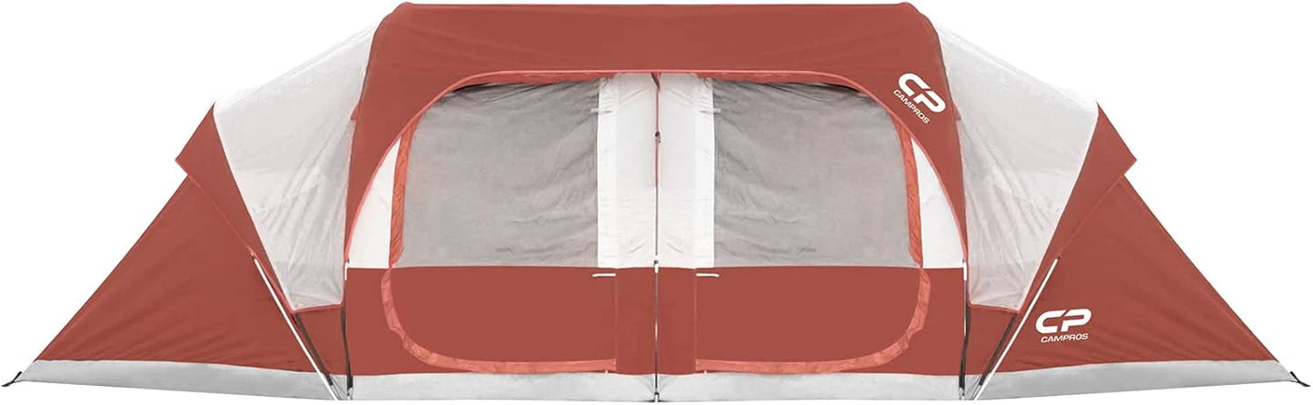 CAMPROS CP Tent 12-Person-Camping-Tents,3 Room Family Tents,Waterproof Windproof Family Tent with Top Rainfly,6 Large Mesh Windows,Double Layer,Easy Set Up, Portable with Carry Bag-20' x 9' x 72"(H)