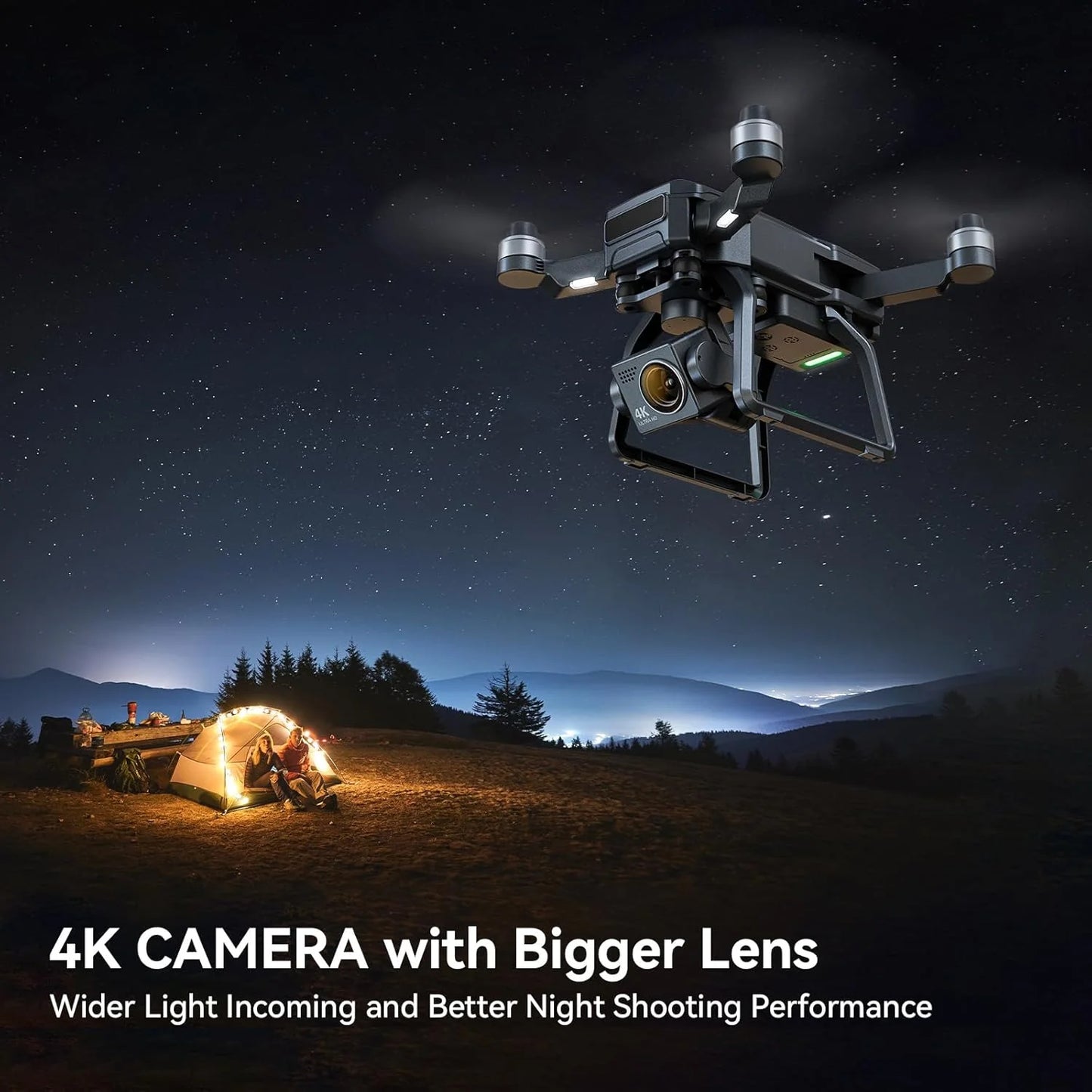 Adult-specific camera drone with 4K UHD aerial photography, 3-axis gimbal, 10,000-foot control, 3 batteries for 75 minutes of flight time, and GPS tracking