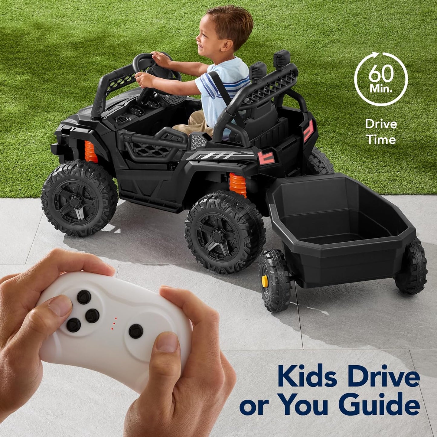 Children's black UTV electric children's car