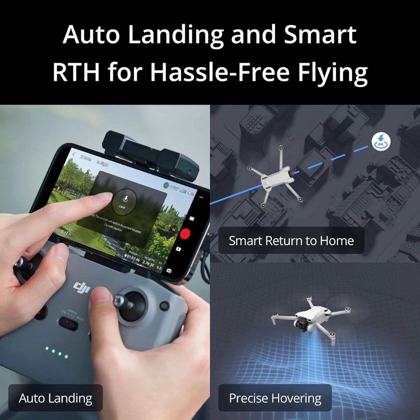 DJI Mini 3, Drones with Camera for Adults 4K, 38-min Flight Time, up to 32800ft (10km) Video Transmission, True Vertical Shooting, GPS Auto Return Integrated, Mini Drone with Camera for Beginners