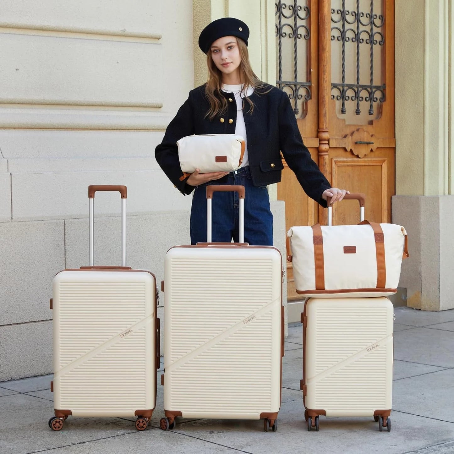 5-Piece Luggage Set with Spinner Wheels, Hard-Shell ABS Luggage Set with Tsa Lock, Lightweight Hard-Shell Waterproof Travel Case, Unisex, Gray