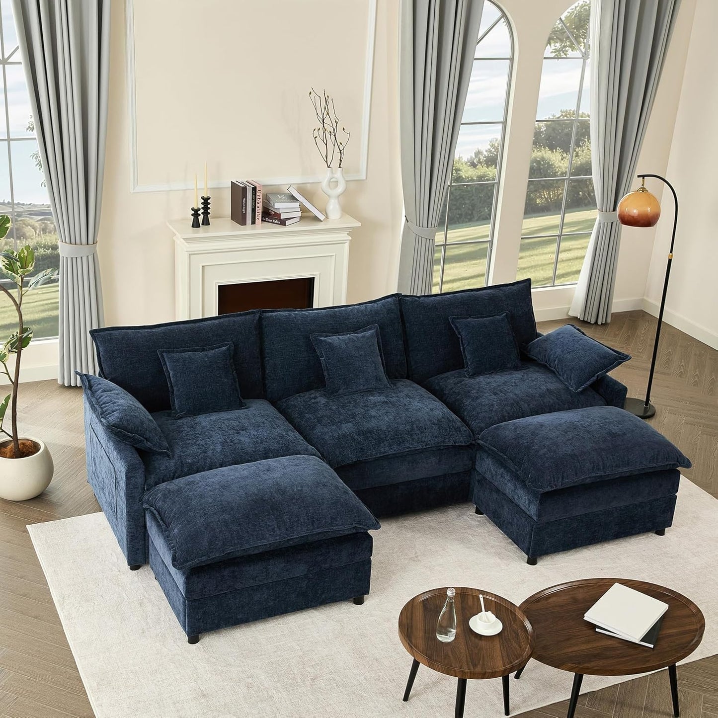 108" U-shaped sofa, modular sofa, three-seater comfortable cloud sofa