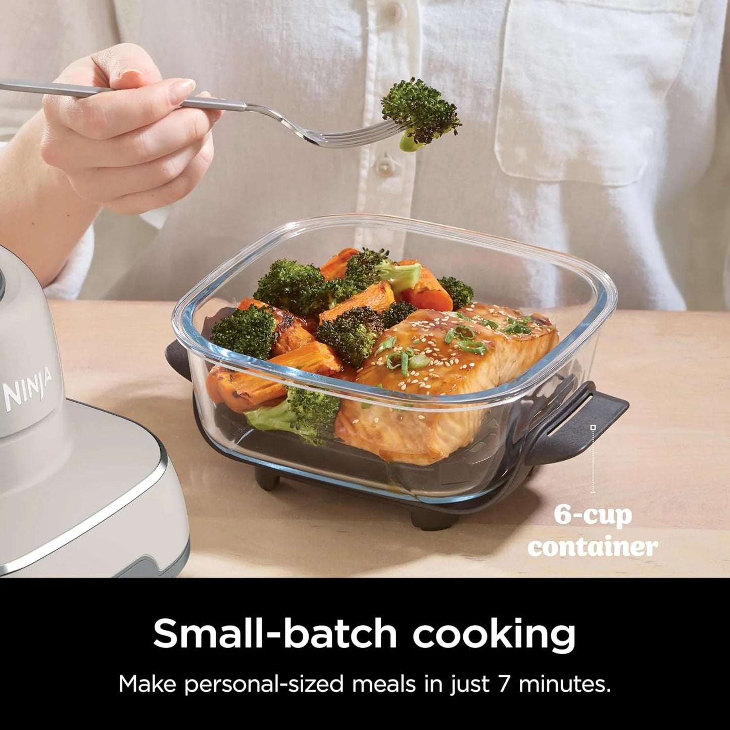 Ninja Crispi 4-in-1 Portable Glass Air Fryer Cooking System, 1500W, 4QT & 6-Cup TempWare Glass Containers with Storage Lids, Microwave, Freezer & Dishwasher Safe