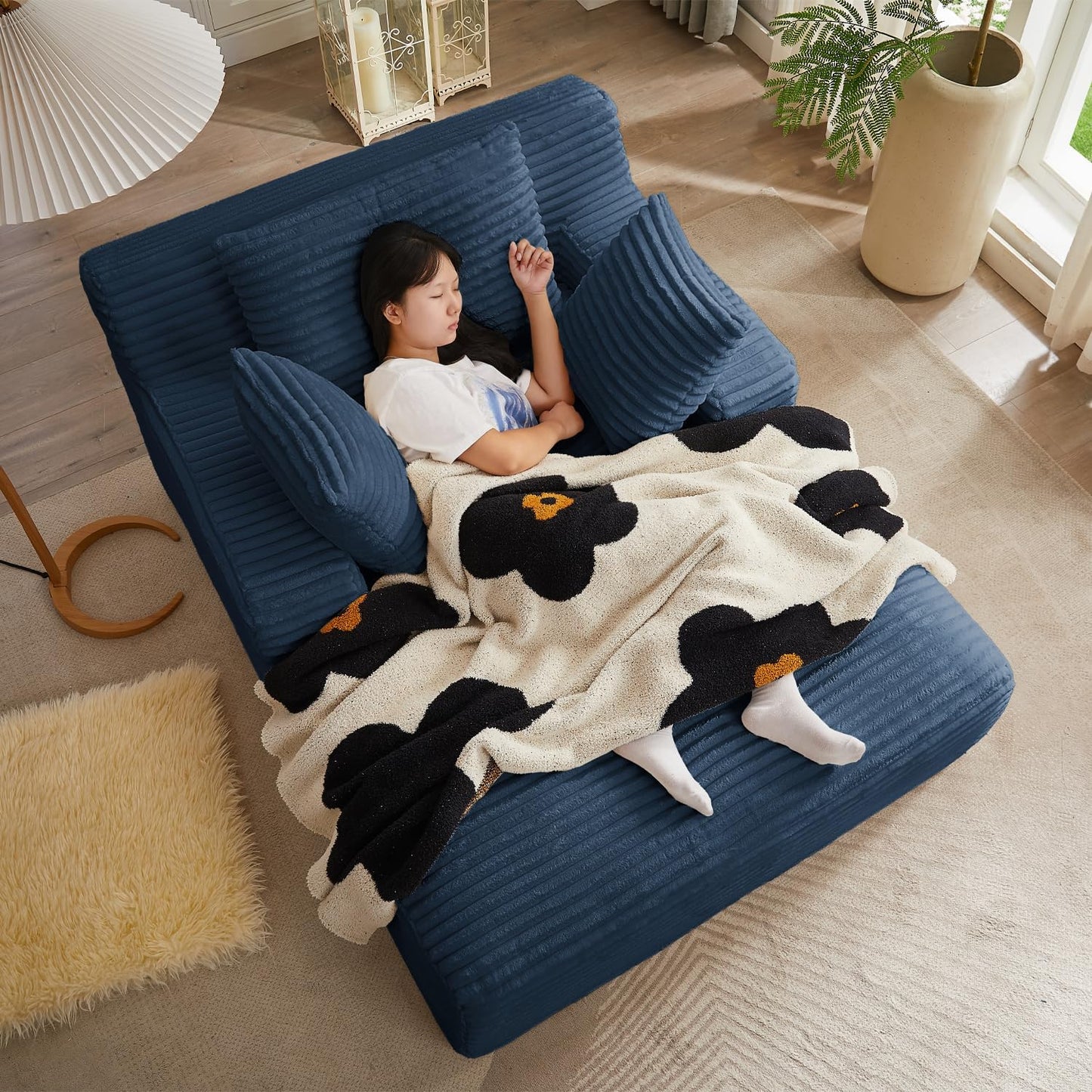 50-inch indoor recliner, oversized corduroy upholstered boneless sofa bed, deep sleeper sofa reading chair, cloud sofa, living room sofa