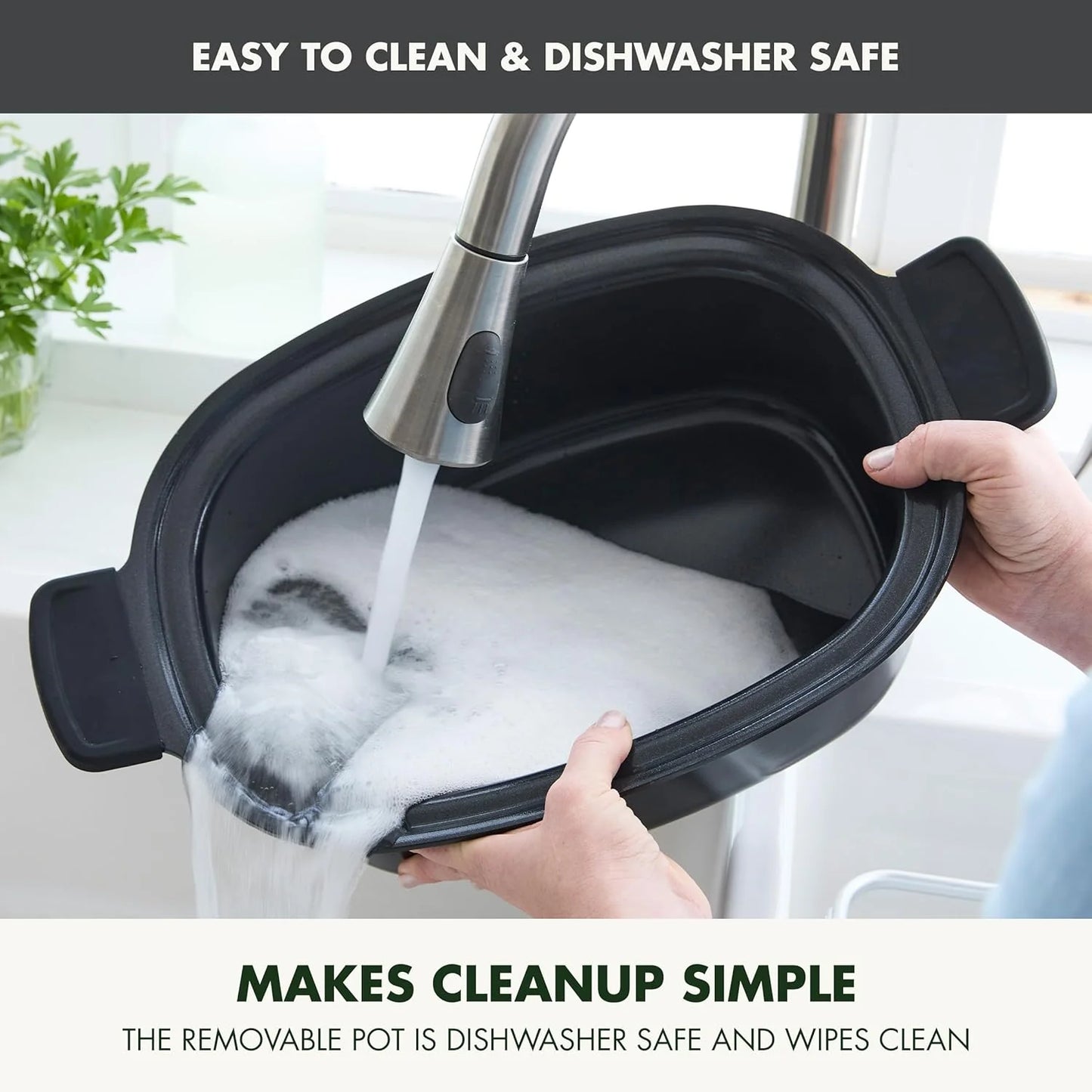 8-in-1 Programmable 6QT Electric Slow Cooker with Dishwasher-Safe Lid and Removable Base