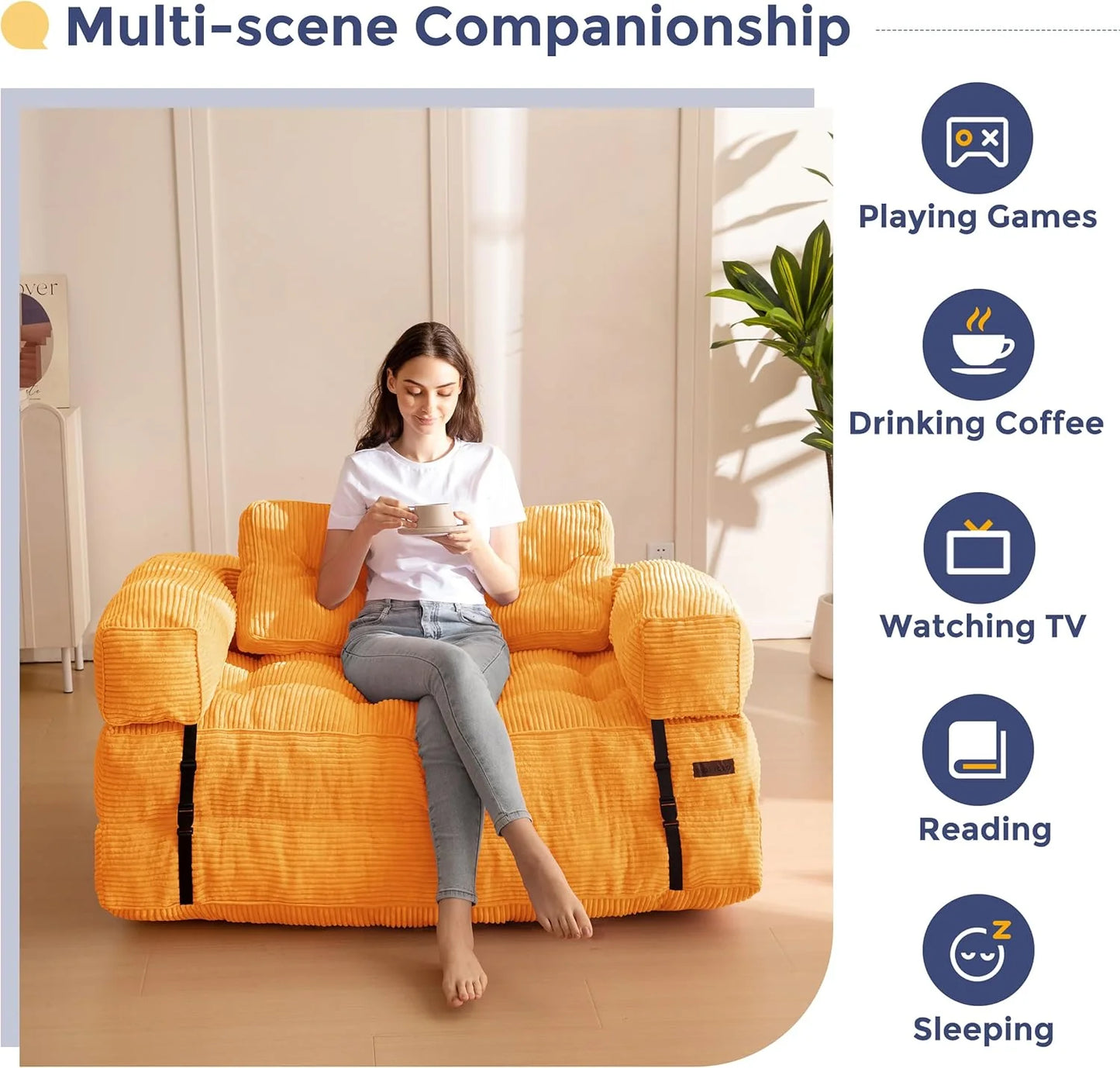 Folding Sofa Bed, L-Shaped Convertible Sofa Bed with Armrests and Pillows,