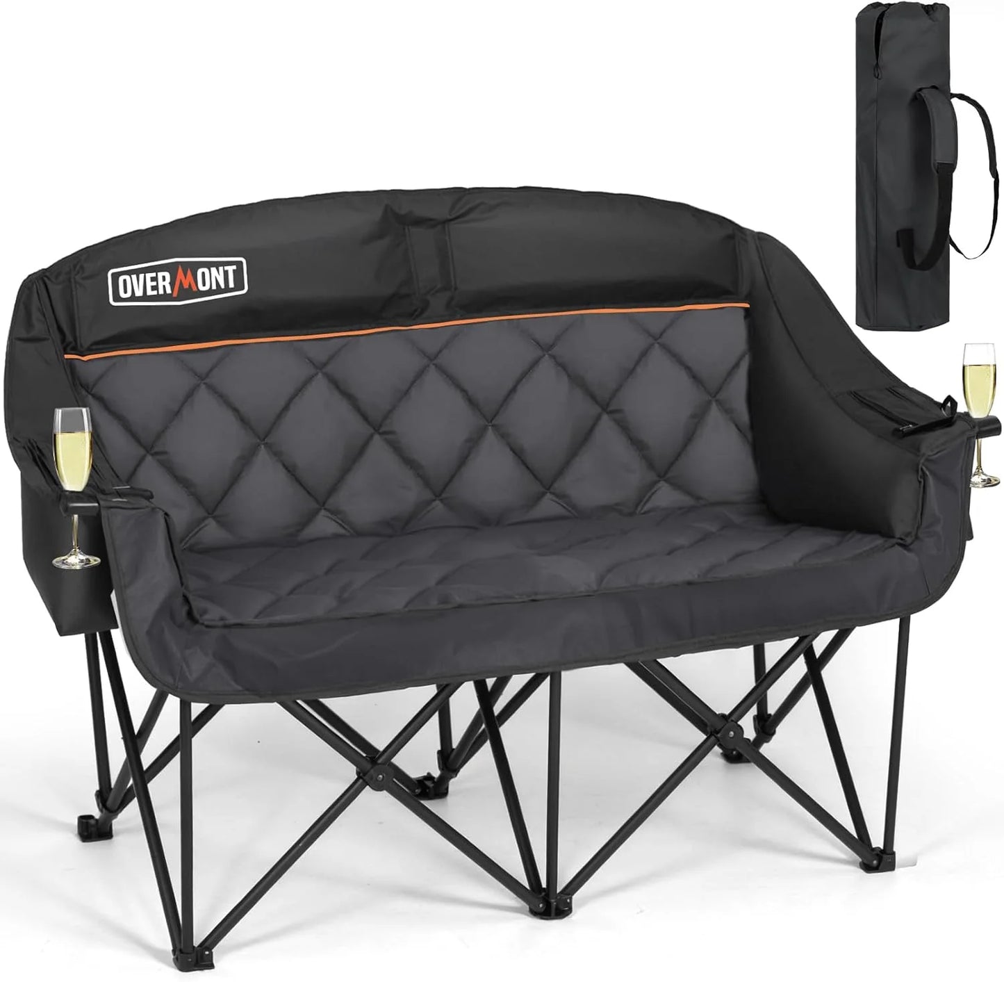 Extra Large Double Camping Chair - 2 Person Comfortable Sofa Chair Adult Loveseat - Heavy Duty Lawn Chair