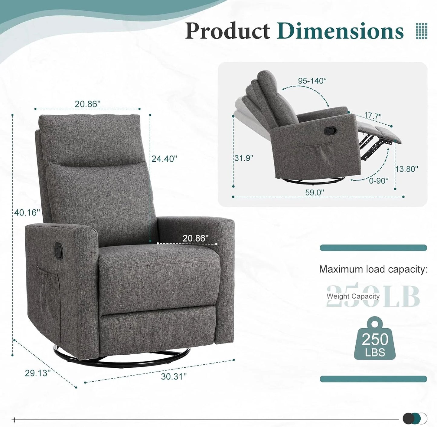 Adult recliner, living room massage recliner, adjustable home theater chair single sofa