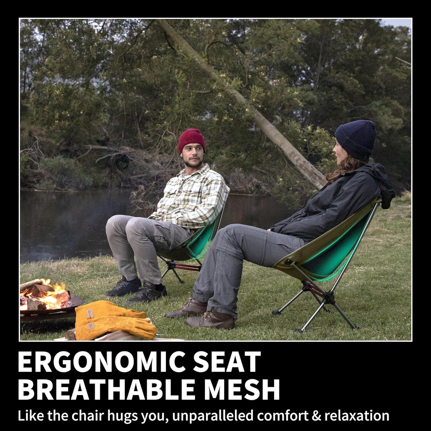 Ultralight Camping Chair 2.12 lbs Portable Backpacking Chair Folding Hiking Chair