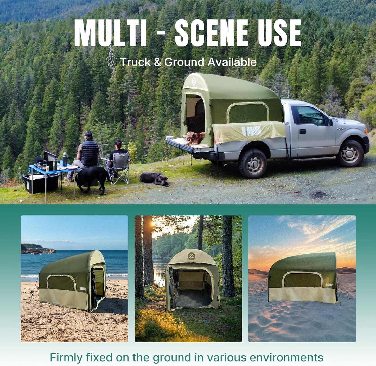 Truck Bed Tent 5.5ft-8ft, Suitable for 2+1 People/Family Inflatable Pickup Truck Tent