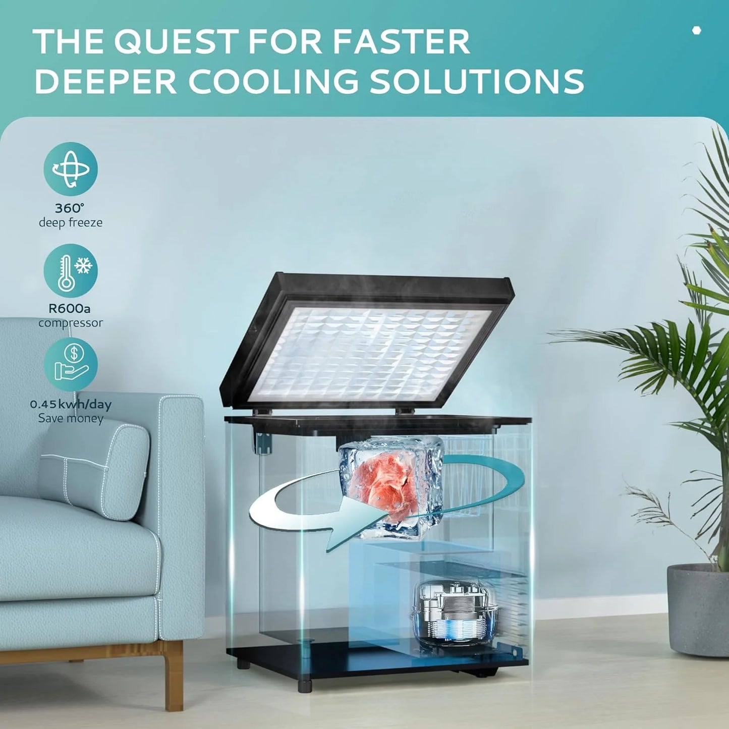 EUHOMY 3.5 Cu.Ft Chest Freezer with Removable Basket, Small Deep Freezer Adjustable 7 Thermostat, Quiet Mini Freezer Free-Standing Top Door, Energy Saving for Apartment/Garage/Basement/Dorm/Home,Black