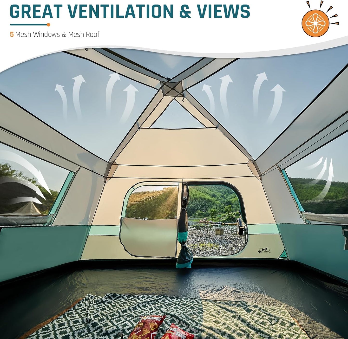 Quick-opening tent, family camping tent, pop-up camping tent, large waterproof tent for outdoor camping