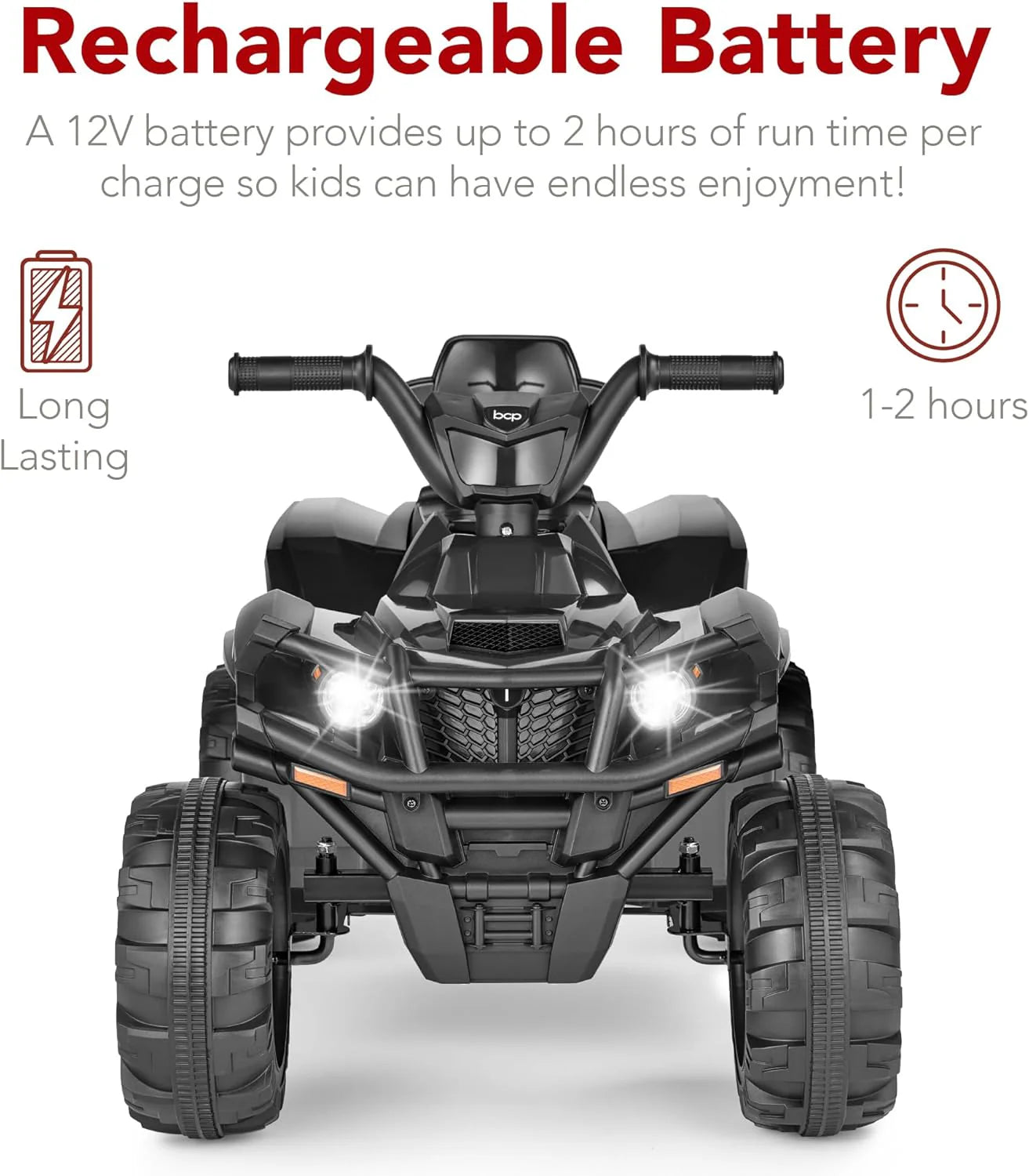 Best Choice Products 12V Kids Ride-On Electric ATV, 4-Wheeler Quad Car Toy w/Bluetooth Audio, 2.4mph Max Speed, Treaded Tires, LED Headlights, Radio