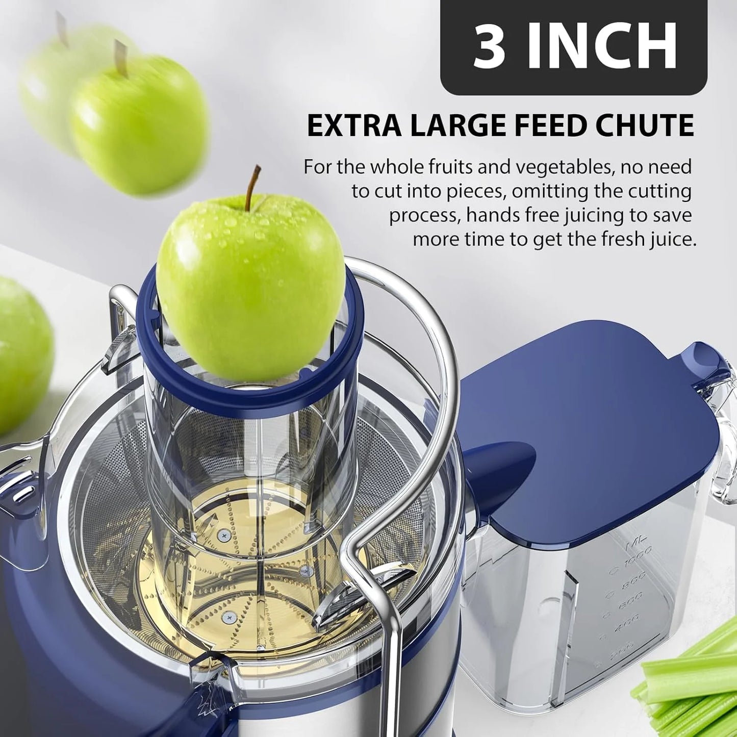 1300W KOIOS Centrifugal Juicer with Extra Large 3" Feed Chute and Titanium Filter