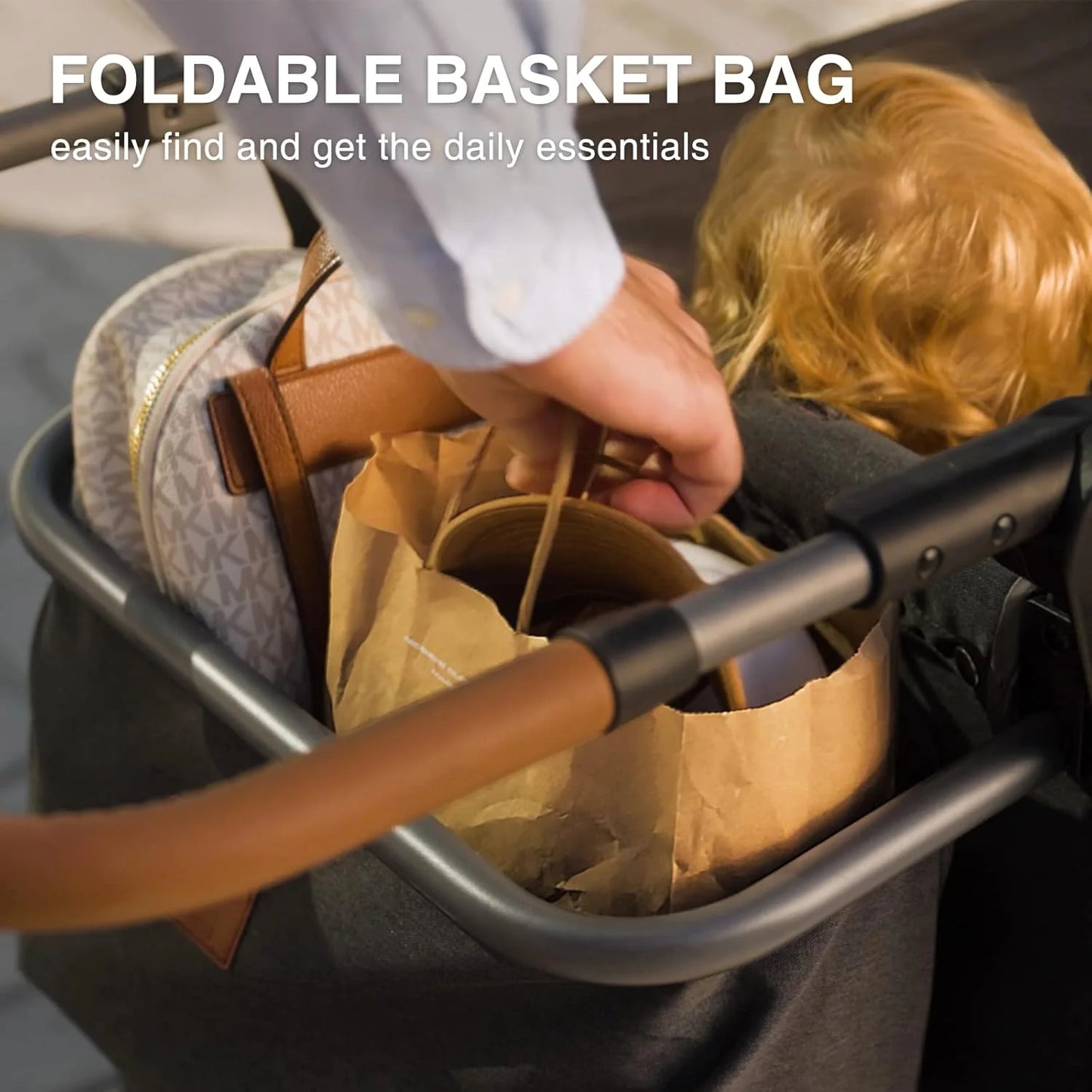 EVER ADVANCED Side-unzip Wagon Stroller for 2 Kids, Push Pull Stroller with Adjustable Handle, Easy Access Front Zipper Door, 5-Point Harness Removable UV-Protection Canopy Shock-Absorbing Wheels,Grey