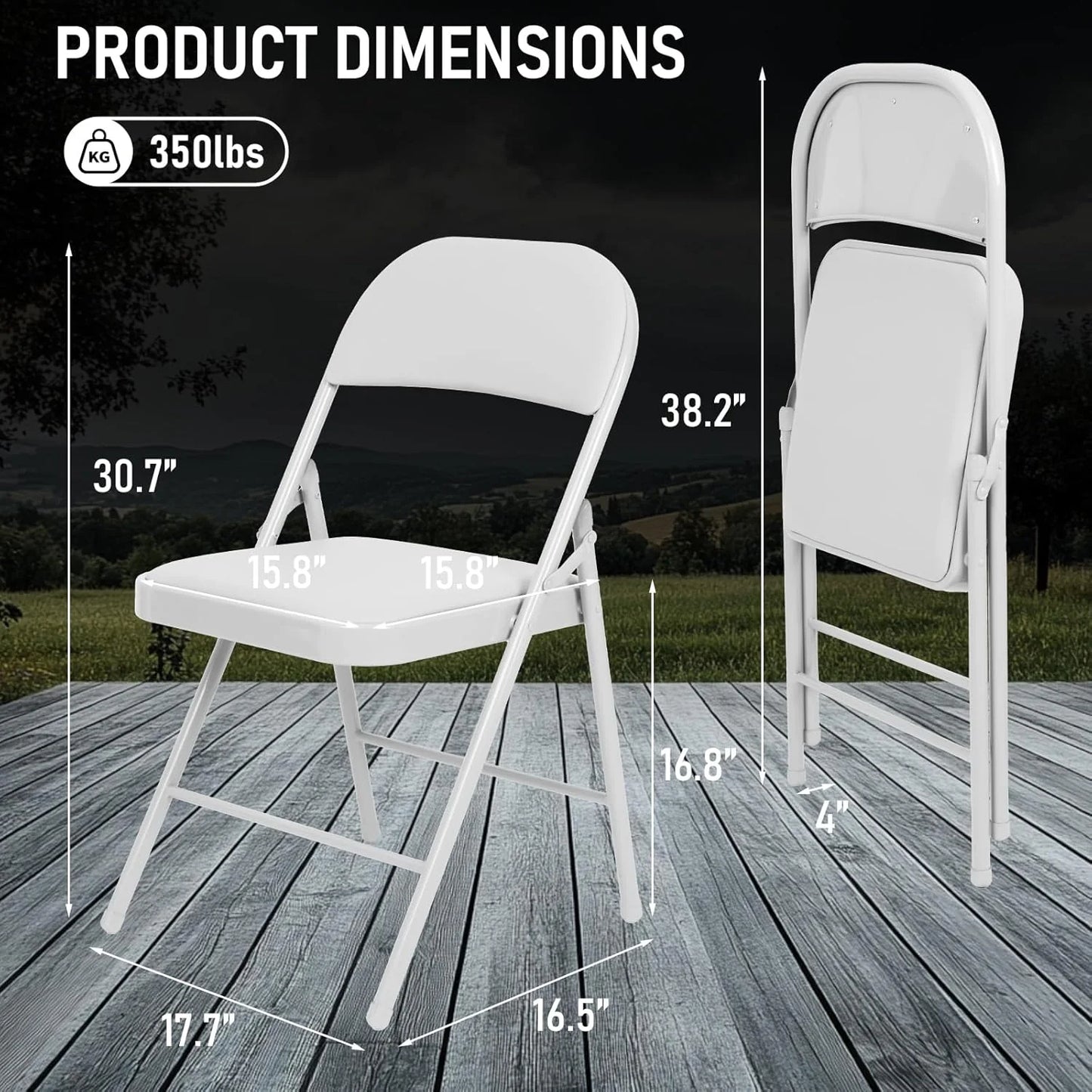 6 Pack Black Folding Chairs with Leather Chairs for Indoor and Outdoor Events Office Wedding Party Upholstered Chairs