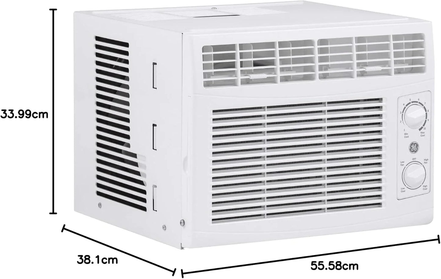 GE Window Air Conditioner Unit, 5,000 BTU for Small Rooms up to 150 sq ft. with Manual Adjustable Fan and Cooling Settings, Perfect for Small Bedroom or Living Room, Easy Install Kit Included, White