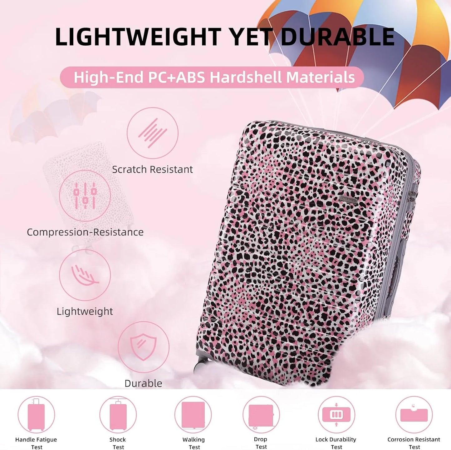 6-piece luggage set, expandable hardshell suitcase set with spinner wheels, lightweight rolling luggage set