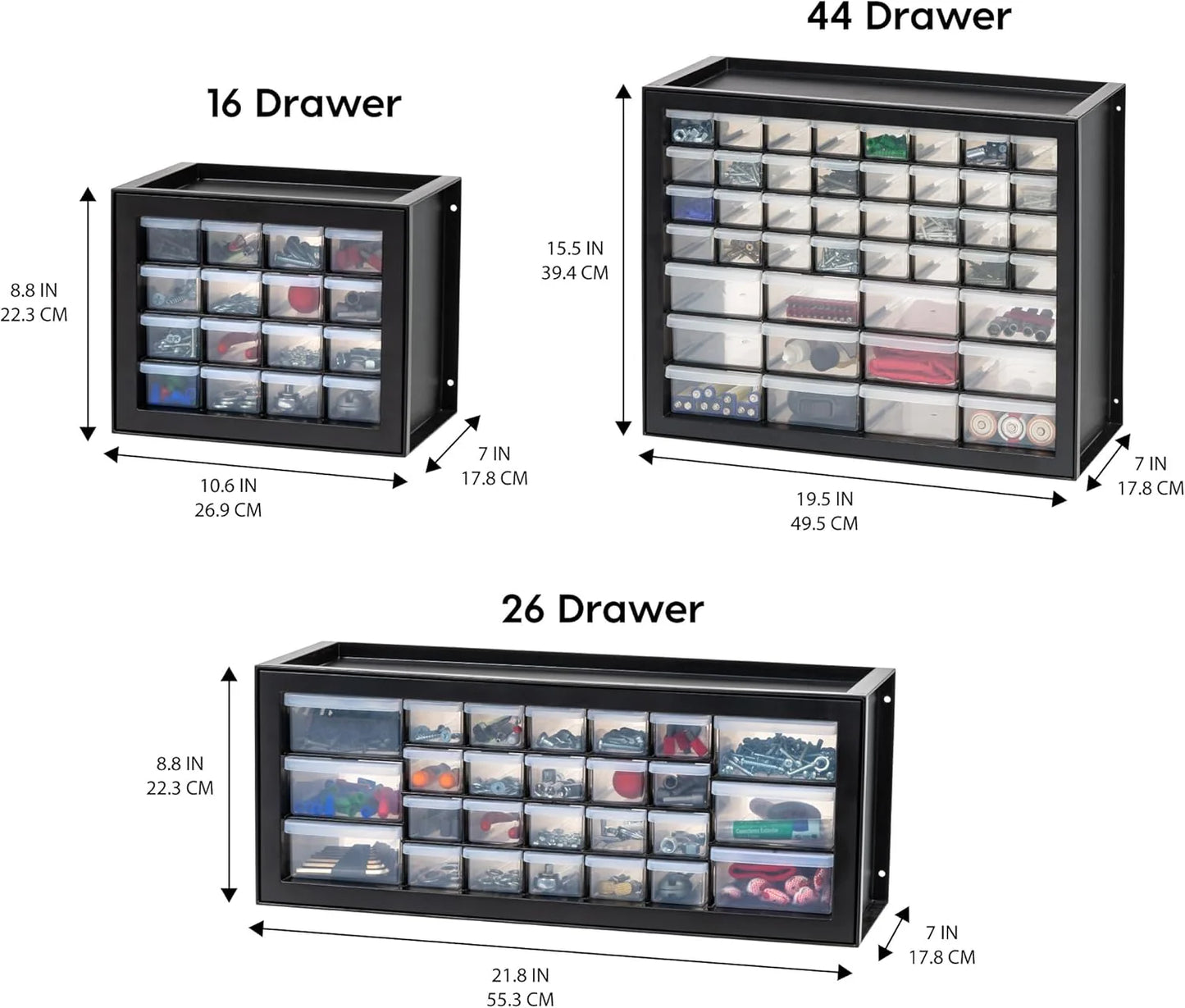 IRIS USA Screw Tool Organizer Small Parts Cabinet Chest, 44-Drawer Hardware Electronics Nuts Bolts Storage Drawers Organization Toolbox Garage Craft Business Teacher Beads Scrapbook Art Hobby - Black