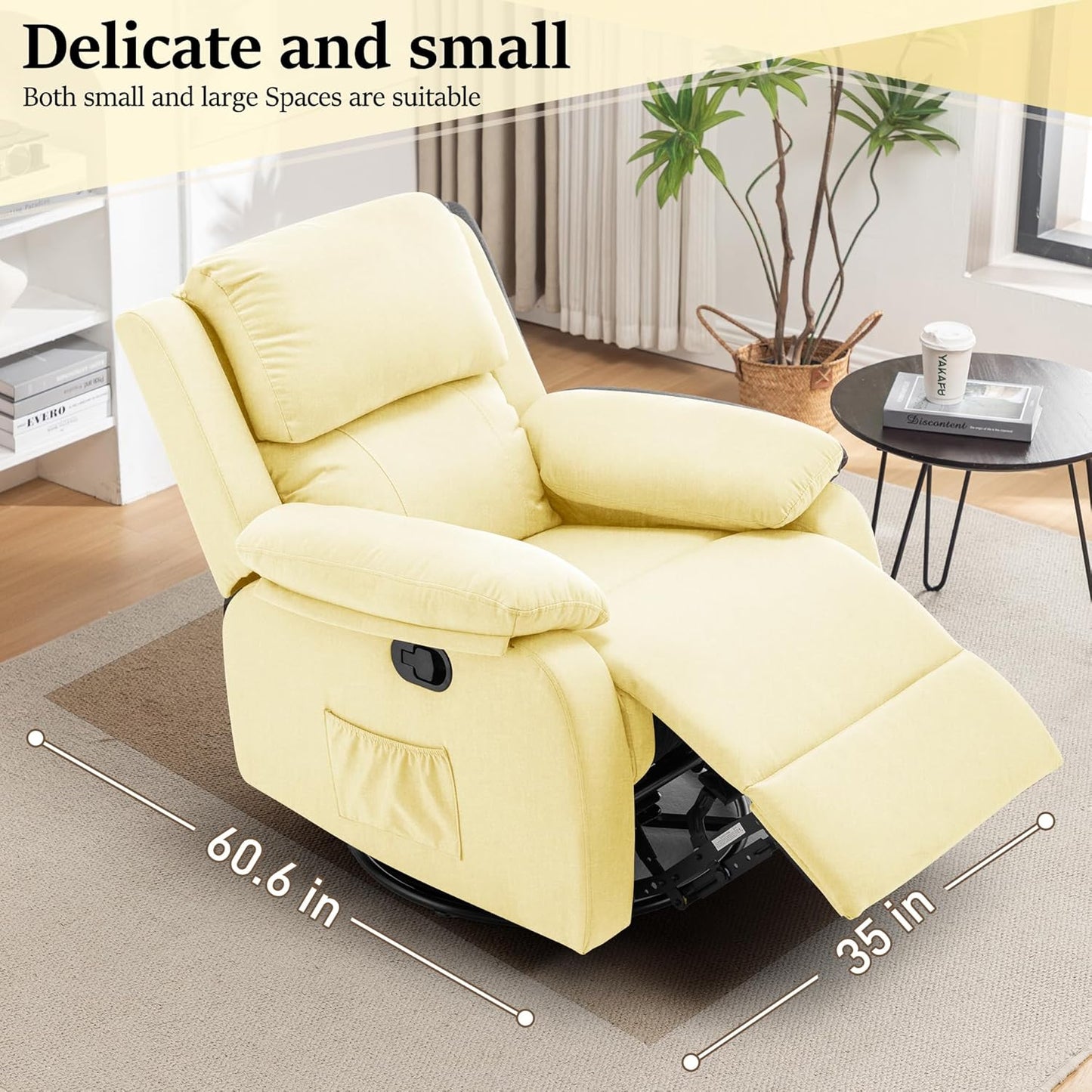 Reclining rocking chair 360 degree rotating fabric sliding reclining chair
