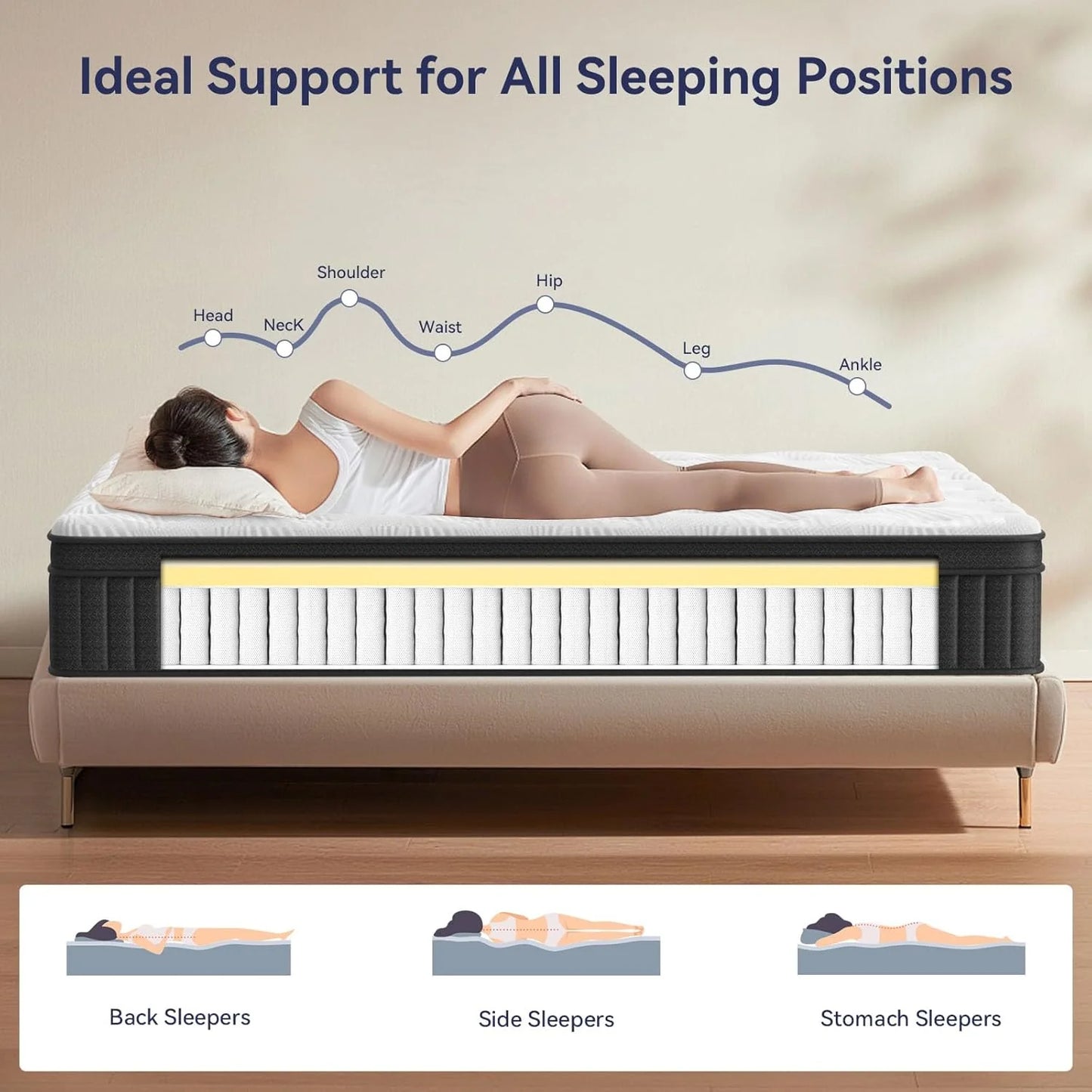 Queen Mattress, 12-inch Queen Hybrid Mattress
