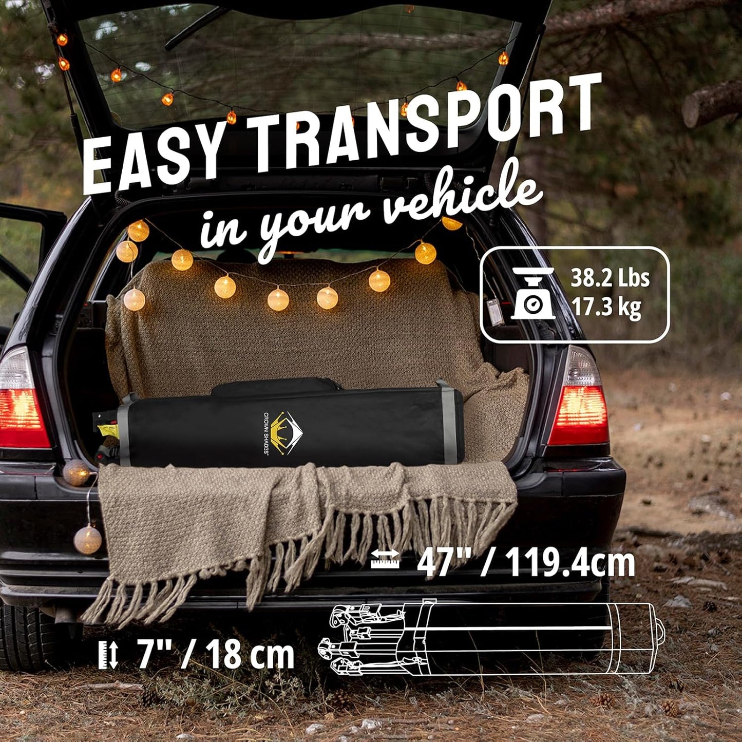 10x10 Pop-Up Awning - One-Click Installation Beach Tent - Outdoor Sunshade Silver Coated Top, 3 Heights and 4 Sand Pockets