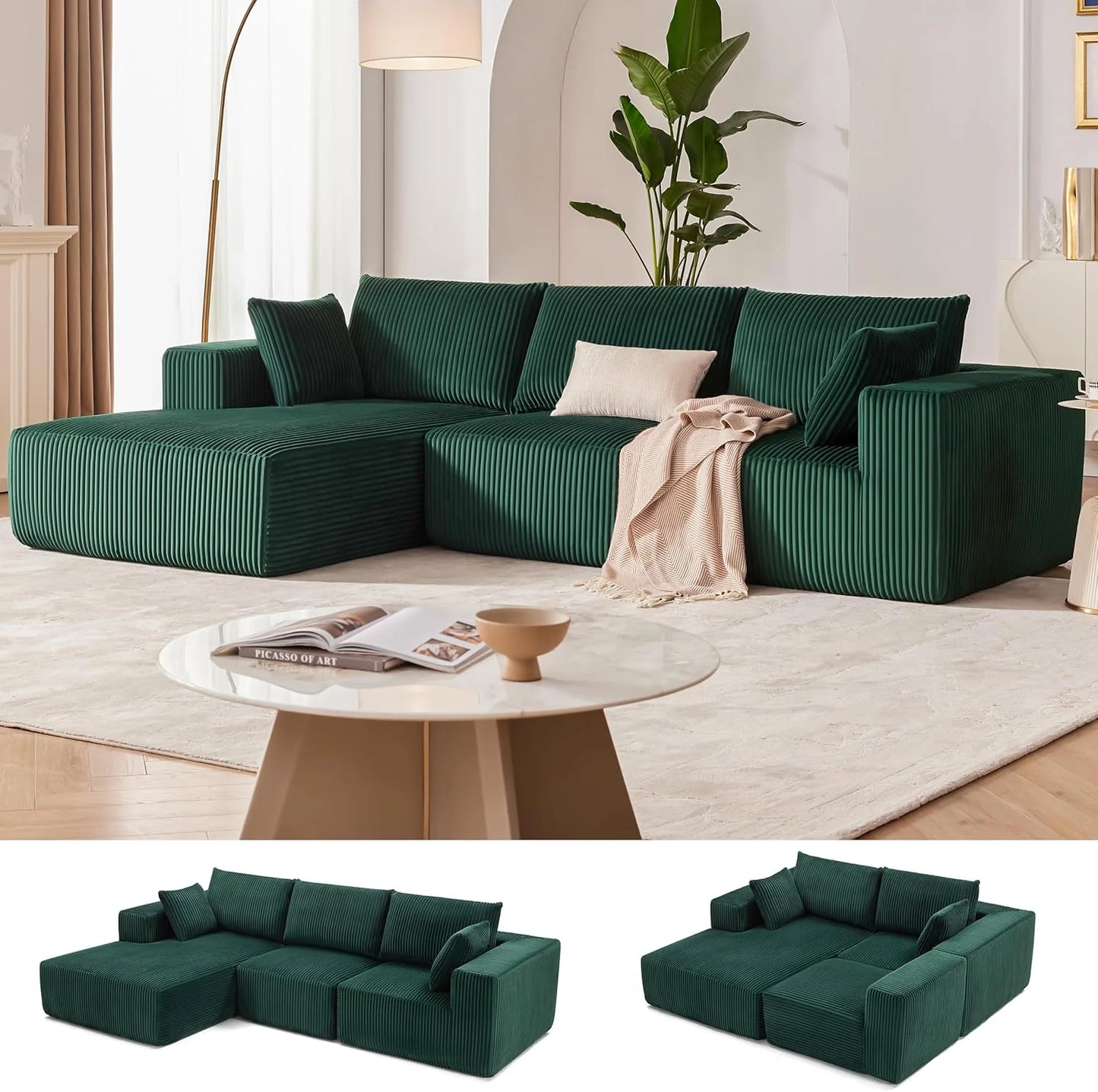 108-inch modular sofa, cloud modular sofa, with deep seat and reclining chair, upholstered sofa