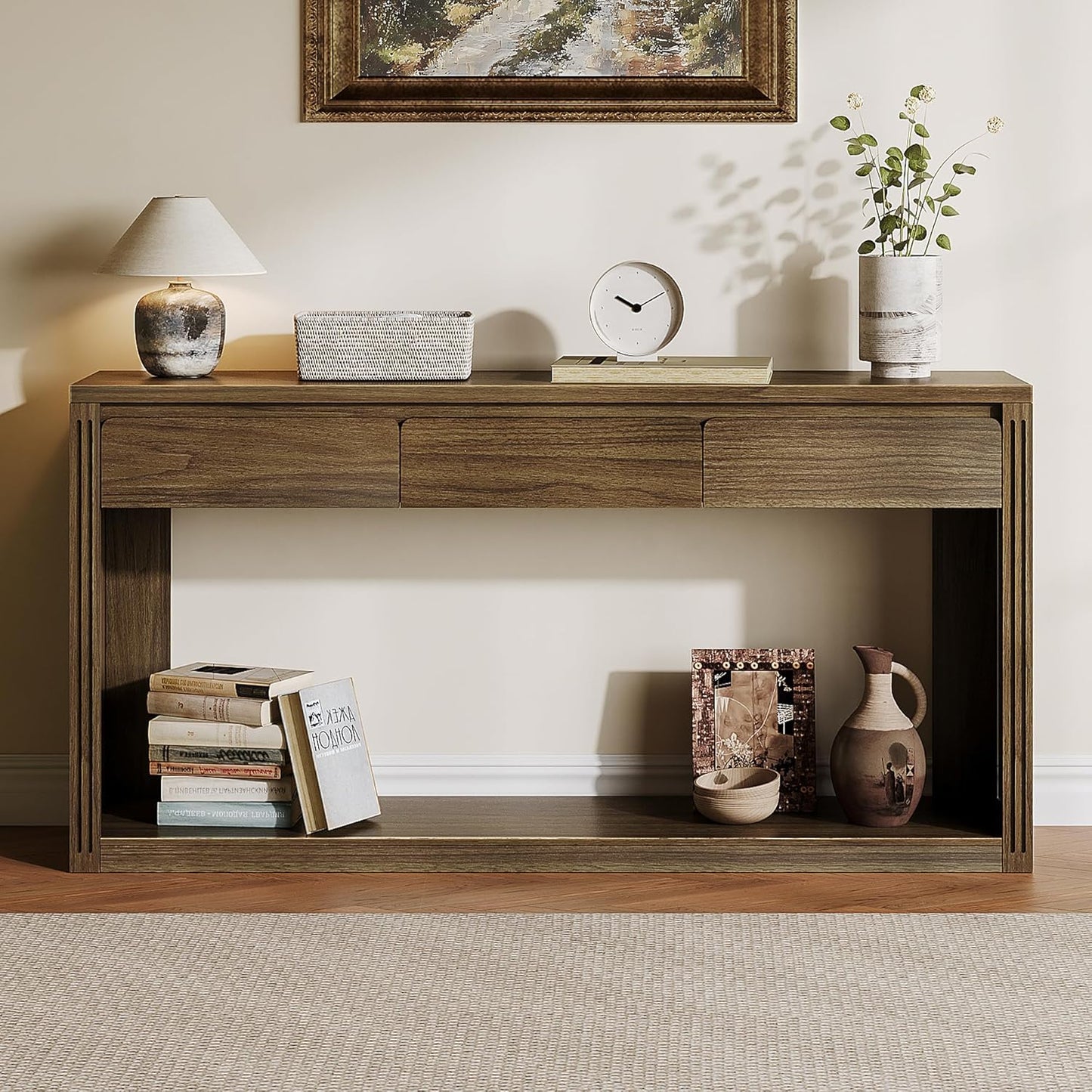 63.9" Long Console Tables for Entryway Farmhouse Entryway Table with Drawers