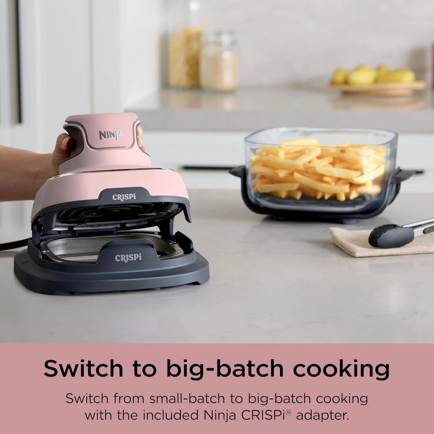 Ninja Crispi 4-in-1 Portable Glass Air Fryer Cooking System, 1500W, 4QT & 6-Cup TempWare Glass Containers with Storage Lids, Microwave, Freezer & Dishwasher Safe