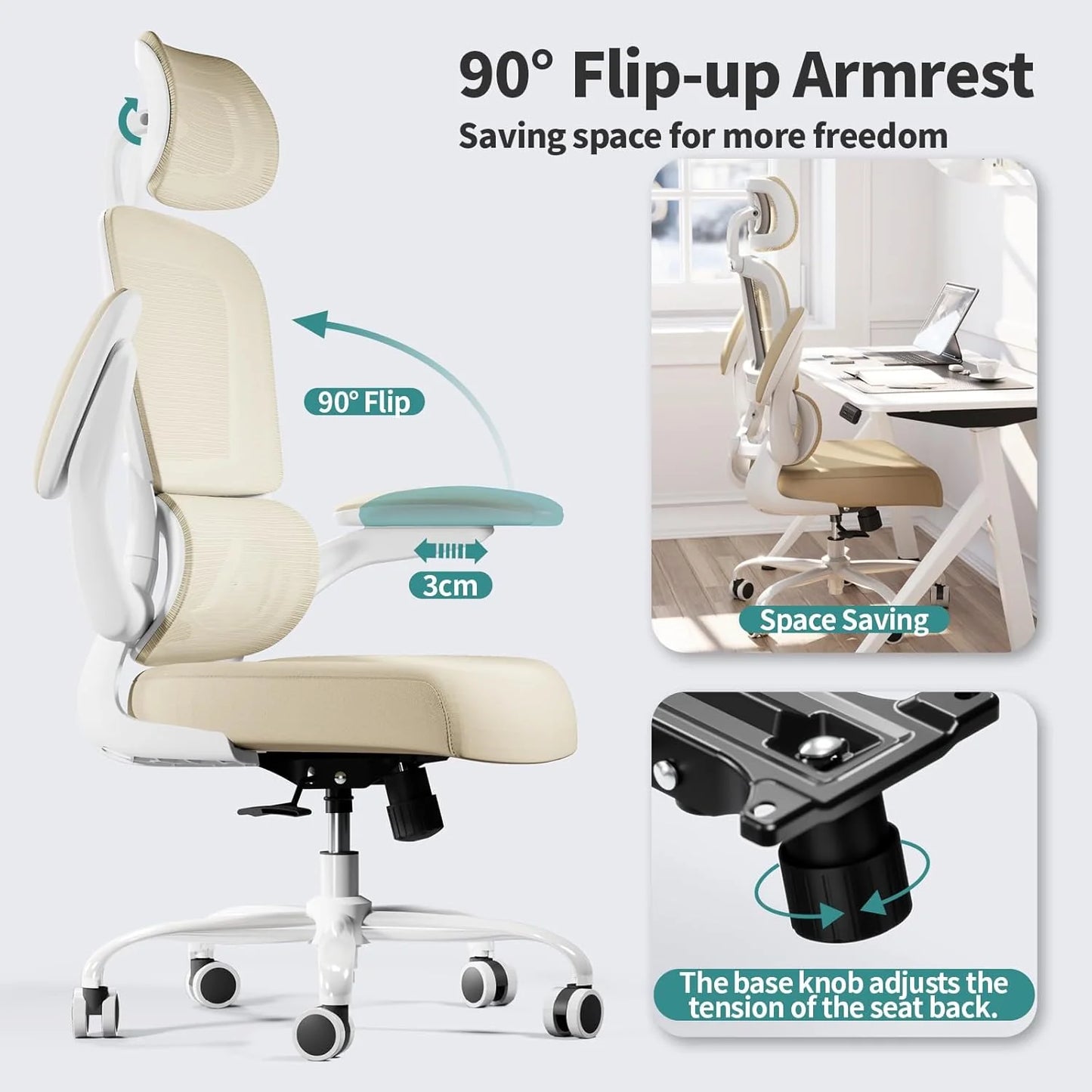 TRALT Office Chair Ergonomic Desk Chair 330 lbs Home Gaming Chair with Wheels