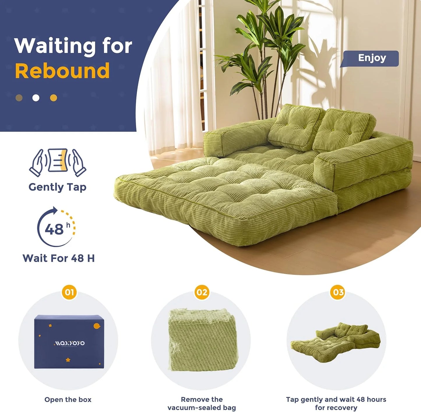 Folding Sofa Bed, L-Shaped Convertible Sofa Bed with Armrests and Pillows,