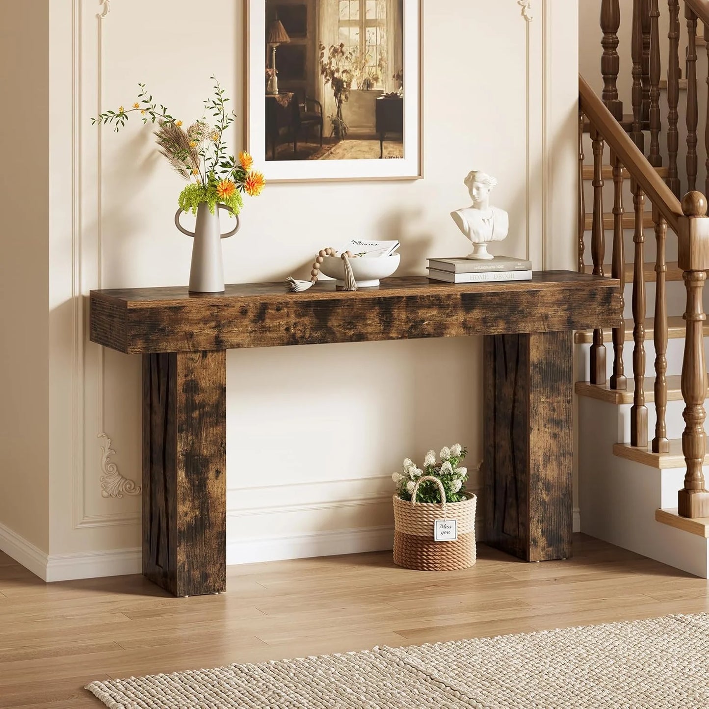 63-Inch Narrow Console Table Modern Sofa Table for Hallway