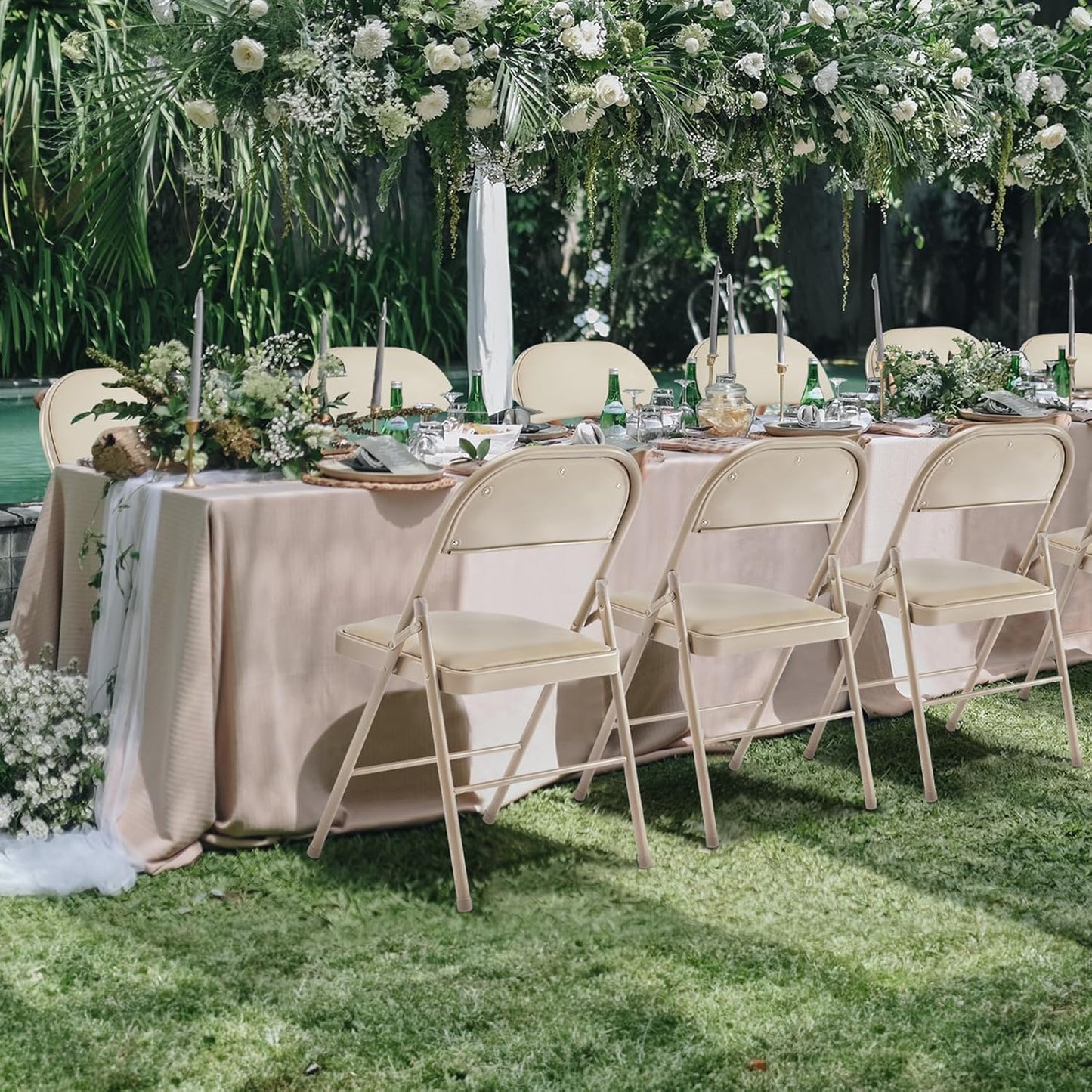 Sweetcrispy Folding Chair 12 Pack, Leather Padded Folding Chairs, Sturdy Metal Foldable Chairs