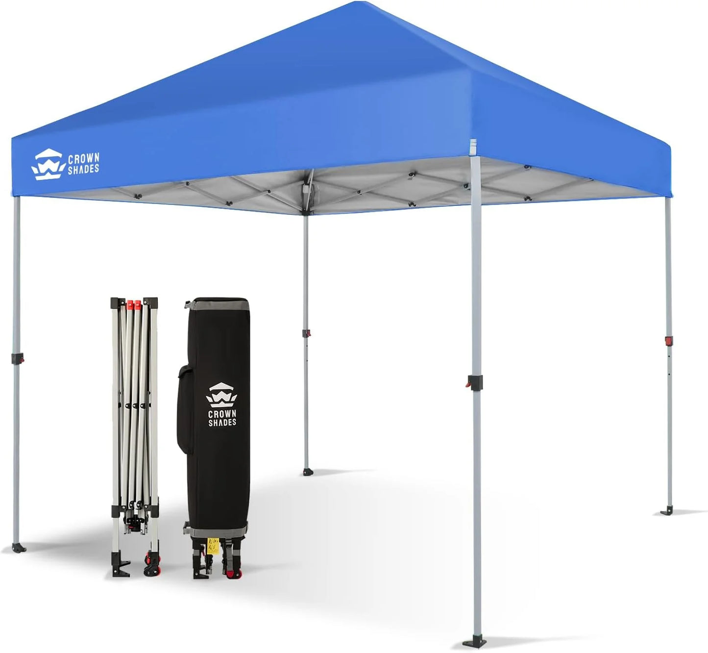 10x10 Pop-Up Awning - One-Click Installation Beach Tent - Outdoor Sunshade Silver Coated Top, 3 Heights and 4 Sand Pockets