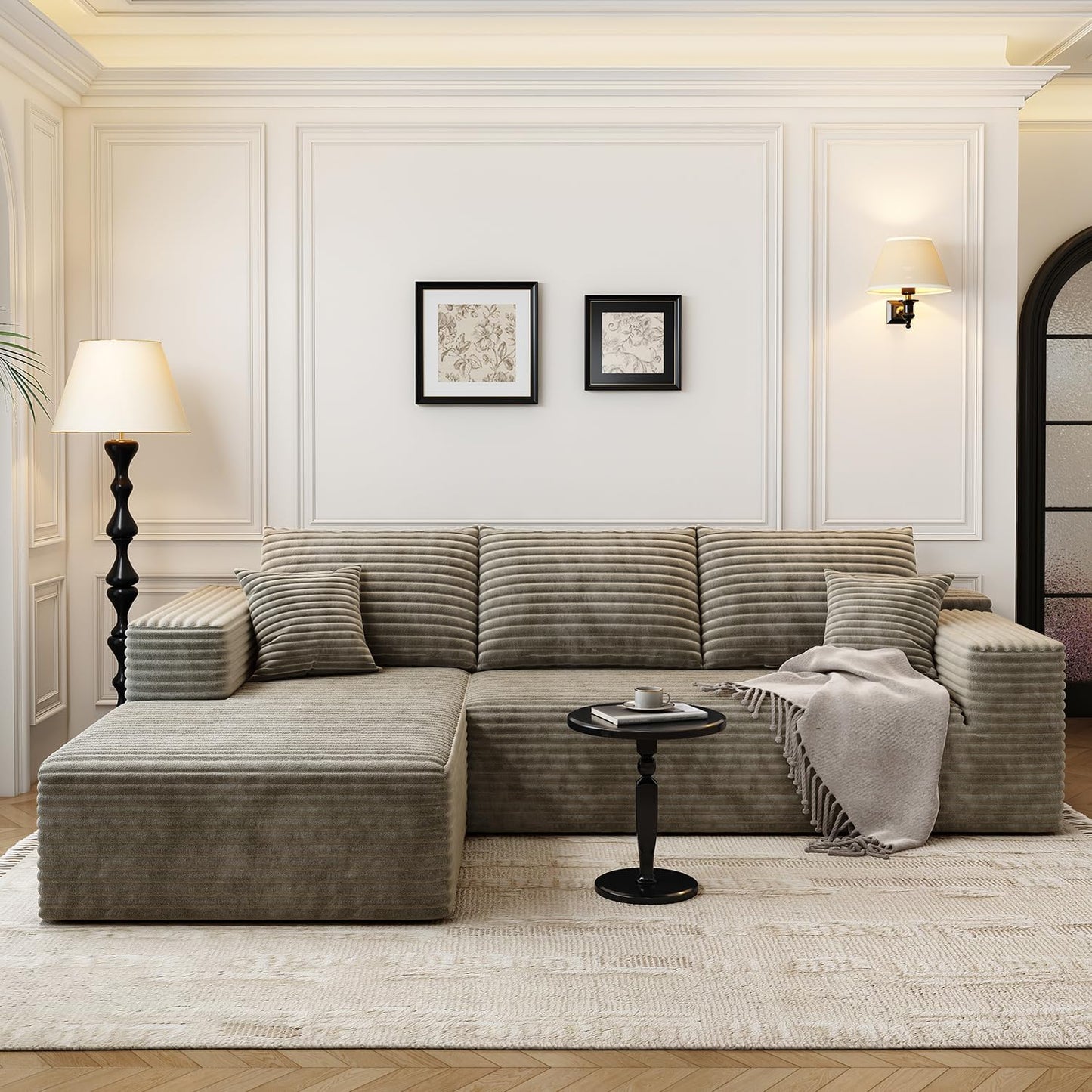 107.5" Cloud Modular Sectional Sofa Couch with L-Shape Chaise,Modern Minimalist Upholstered Couches